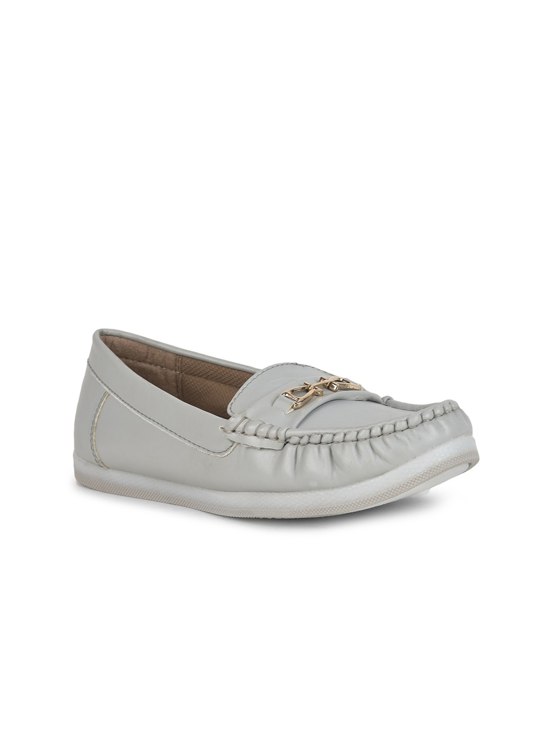 

SALARIO Women Embellished Lightweight Memory Foam Horsebit Loafers, Grey