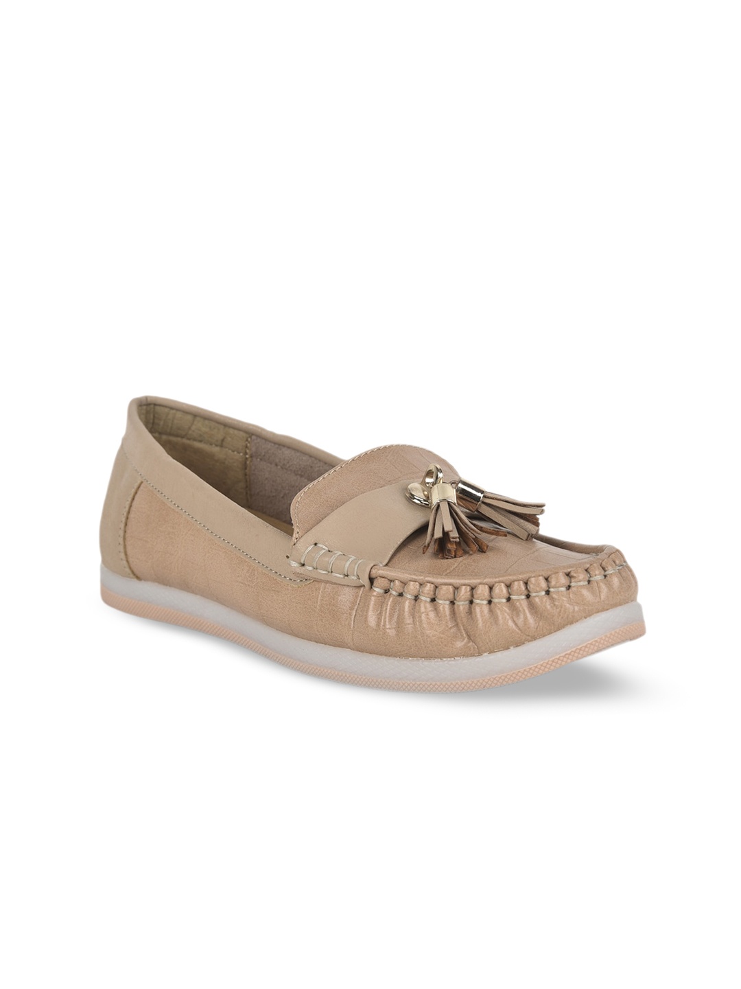 

SALARIO Women Textured Lightweight Memory Foam Tassel Loafers, Beige