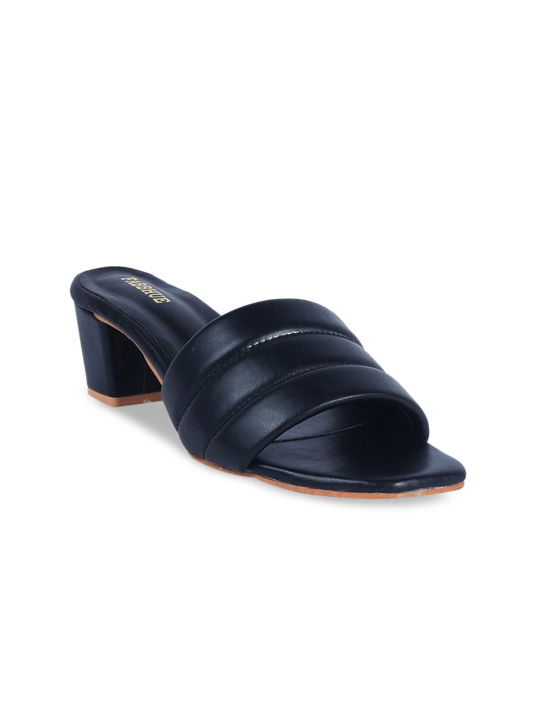 

FABBHUE Open Toe Block Heels, Black