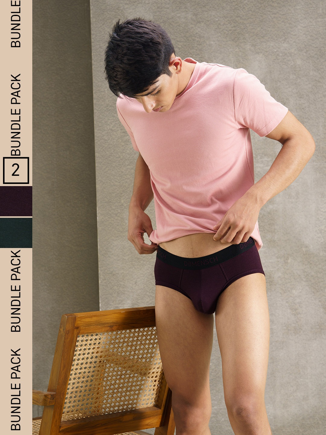 

DAMENSCH Men Pack of 2 Premium Cotton Briefs, Maroon