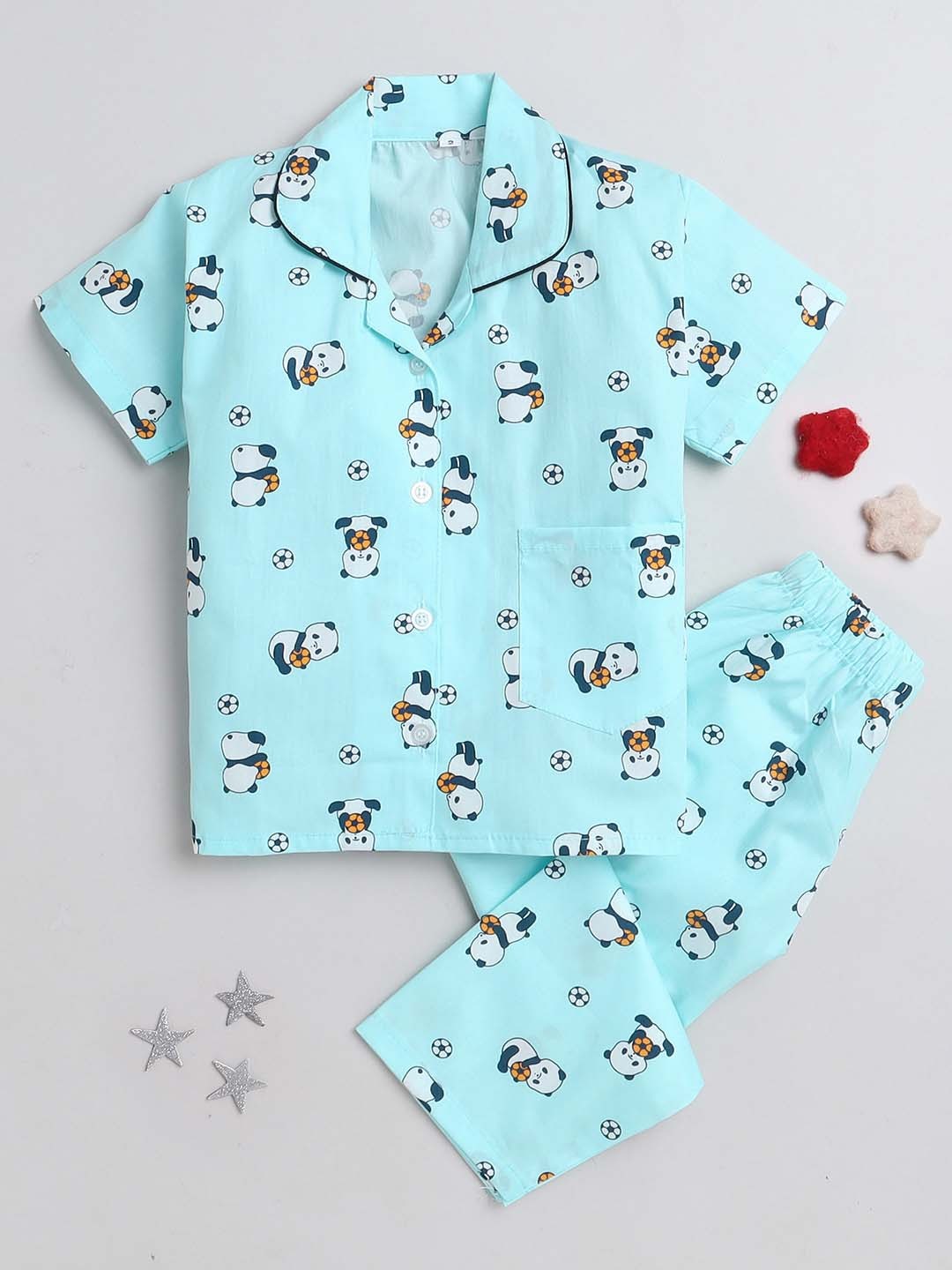 

The Magic Wand Kids Conversational Printed Pure Cotton Night Suit, Blue