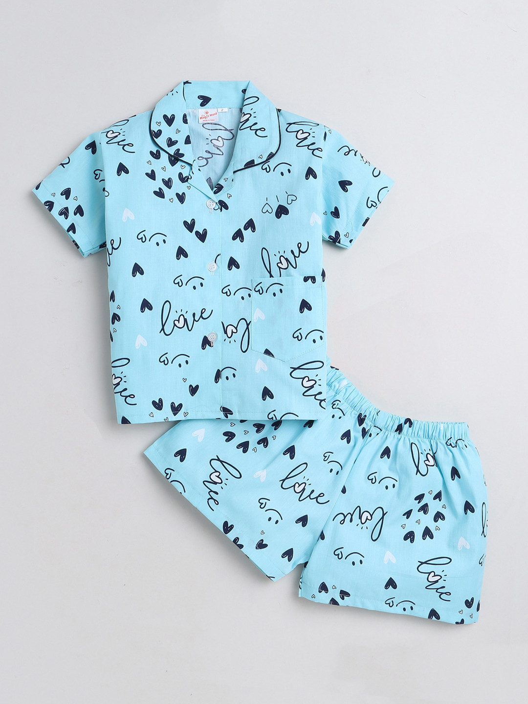 

The Magic Wand Kids Conversational Printed Pure Cotton Night Suit, Blue