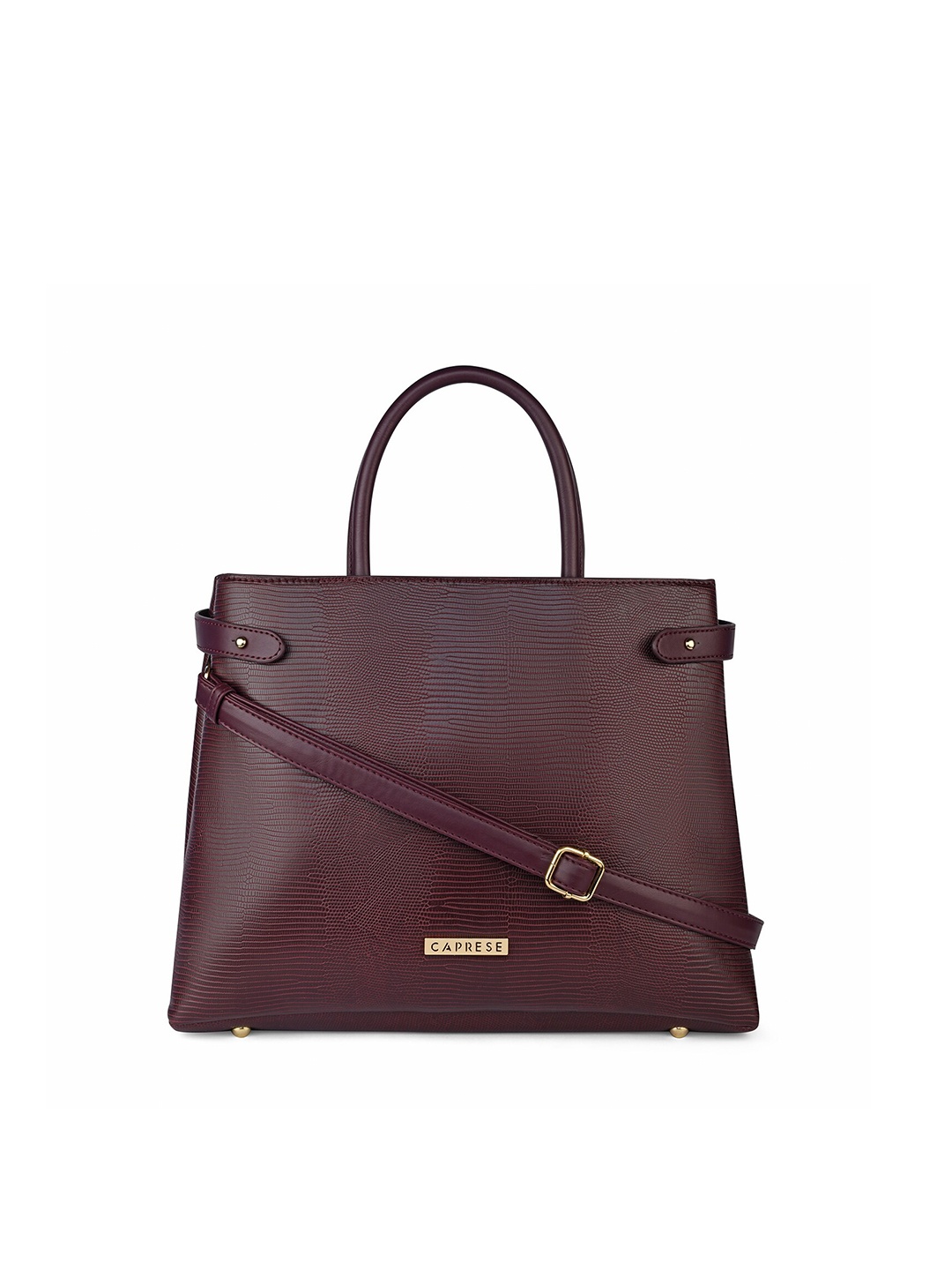 

Caprese Textured Structured Leather Handheld Bag, Burgundy
