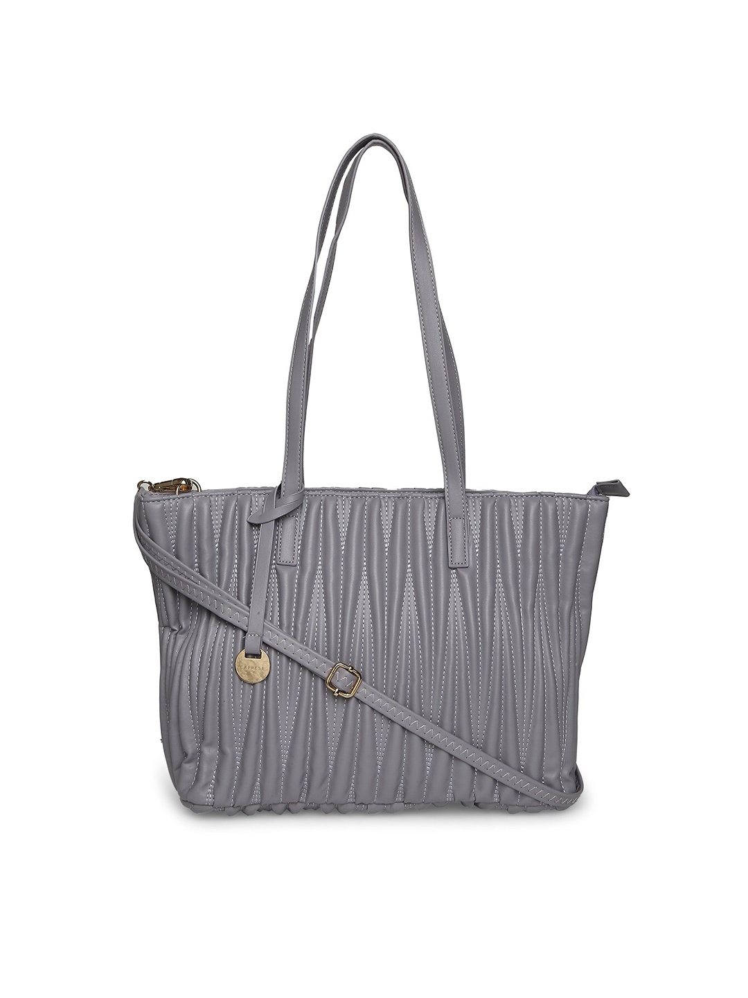 

Caprese Textured Quilted Structured Shoulder Bag, Grey