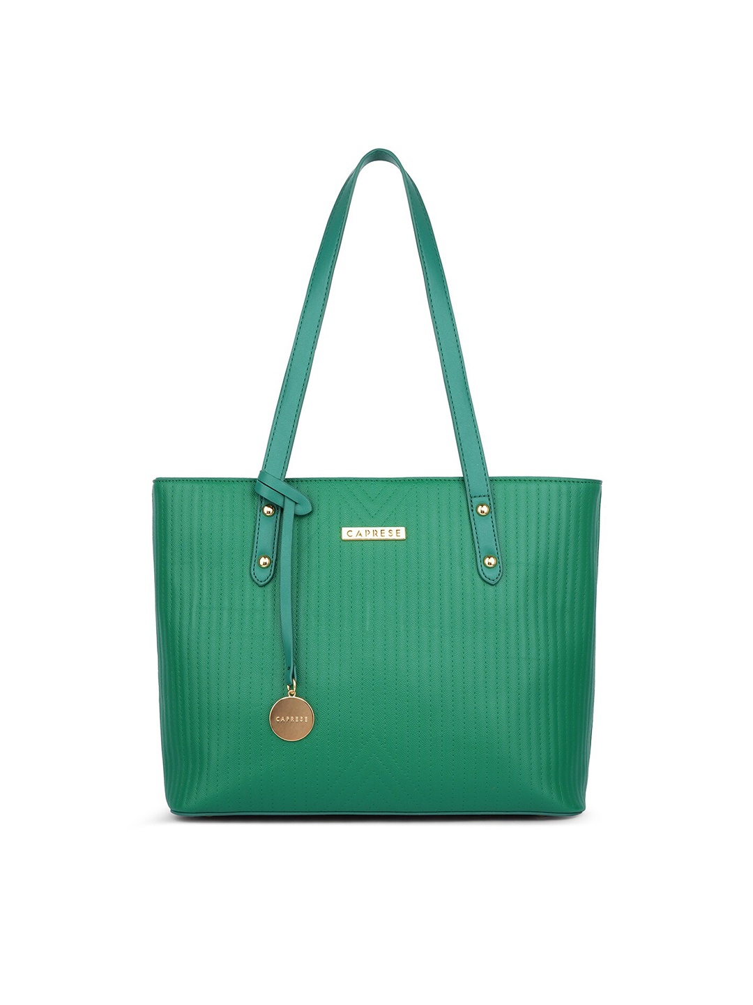 

Caprese Striped Structured Leather Shoulder Bag, Green