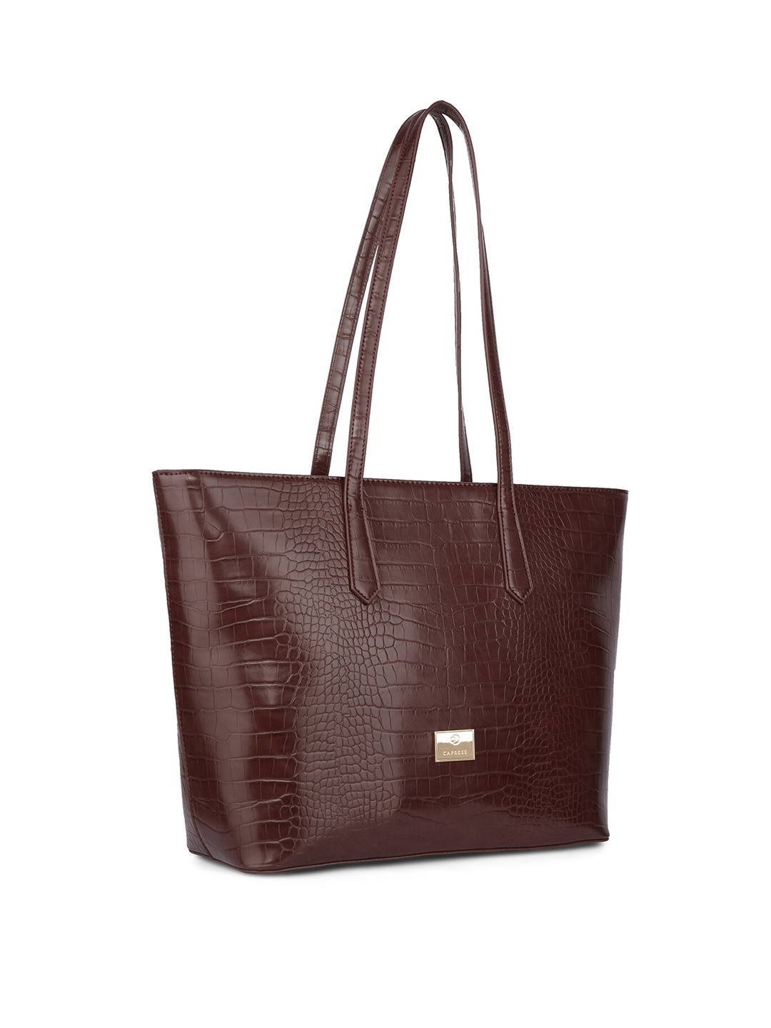 

Caprese Textured Structured Leather Laptop Shoulder Bag, Coffee brown