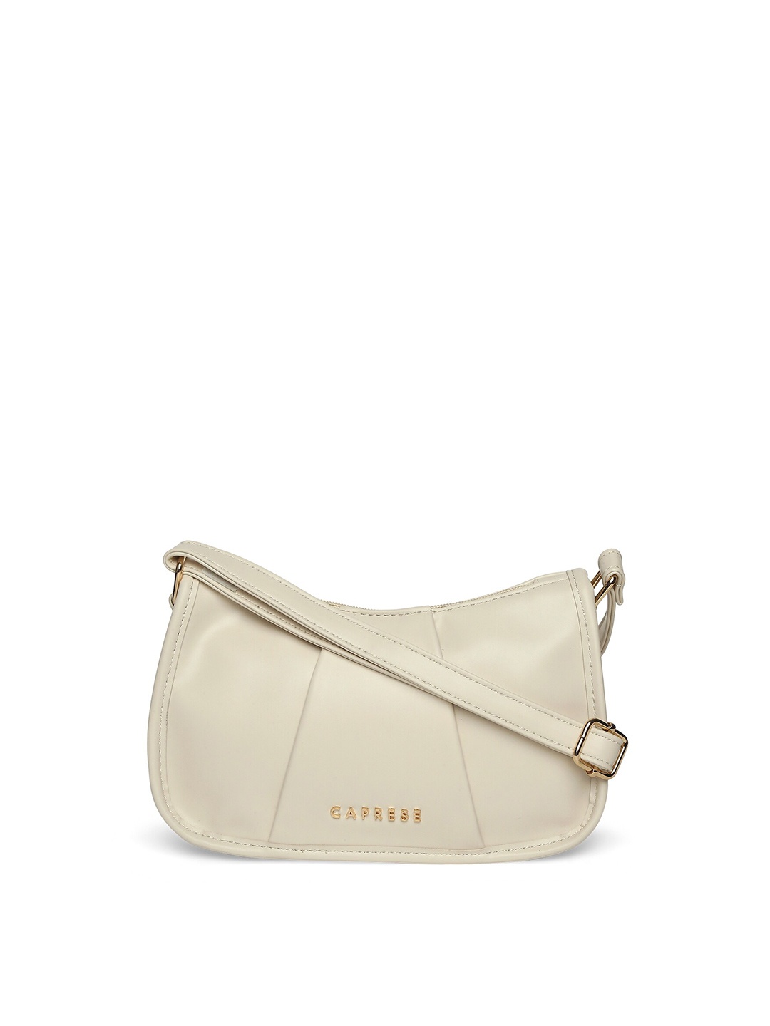 

Caprese Solid Structured Sling Bag, Cream