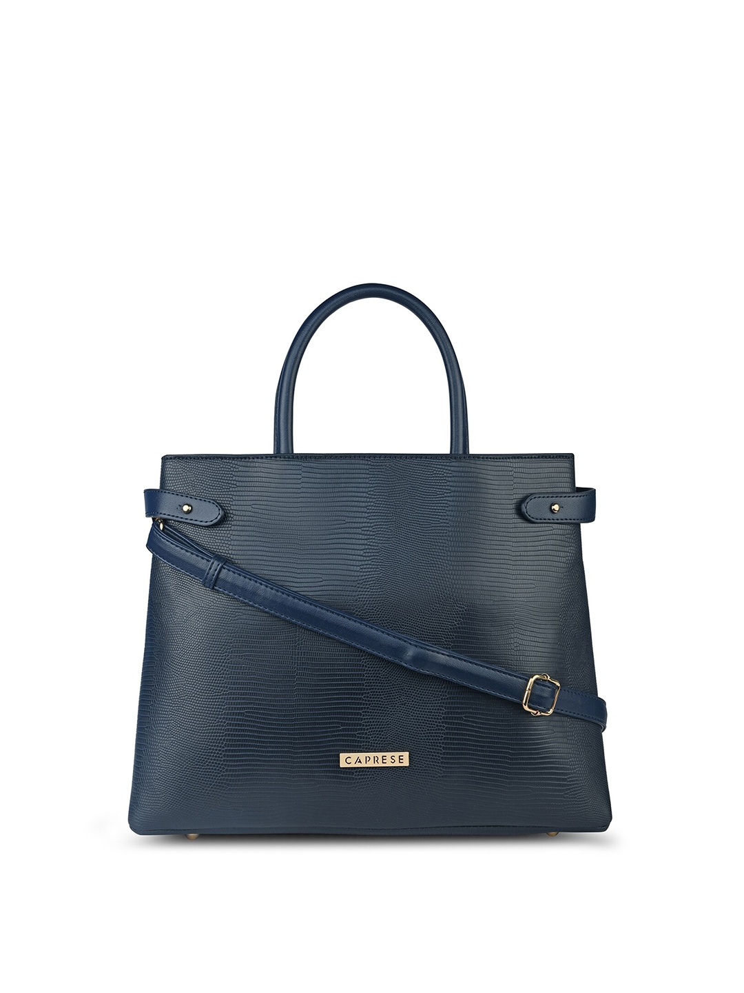 

Caprese Textured Structured Leather Handheld Bag, Navy blue