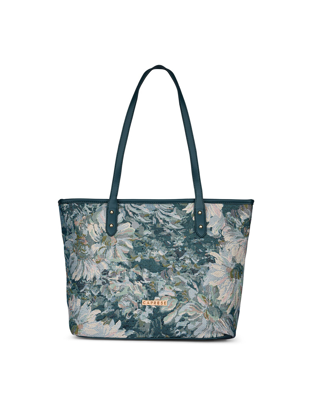

Caprese Floral Printed Structured Tote Bag, Blue