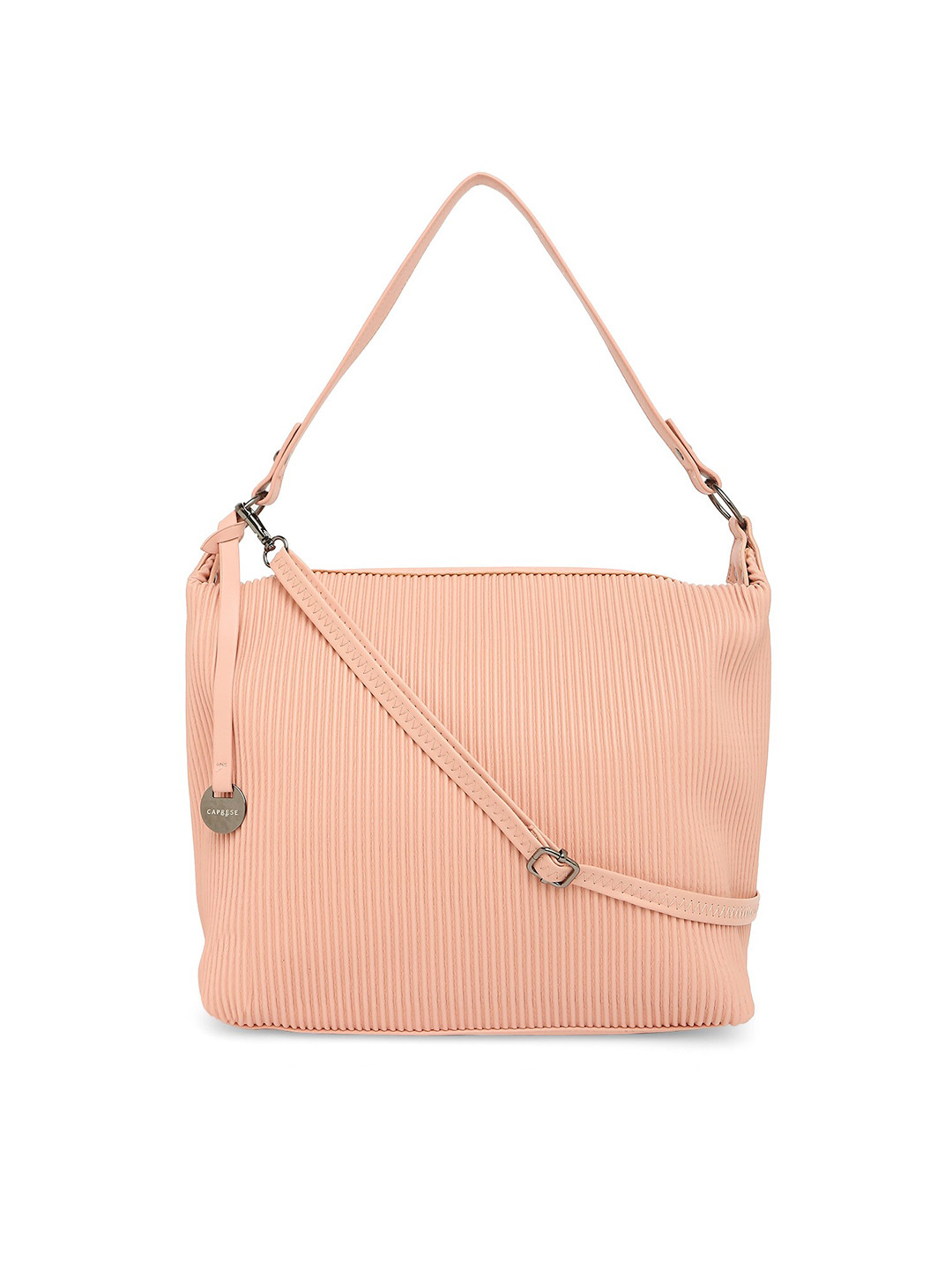 

Caprese Striped Handheld Bag, Pink