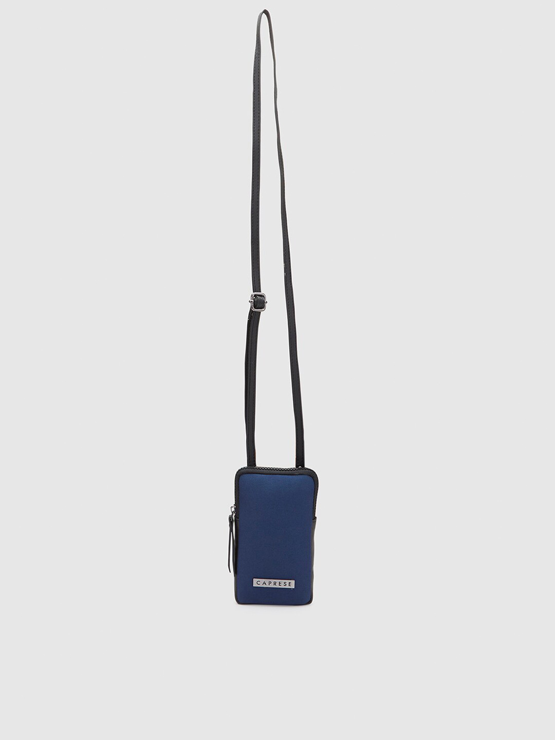 

Caprese Textured Structured Mobile Sling Bag, Navy blue