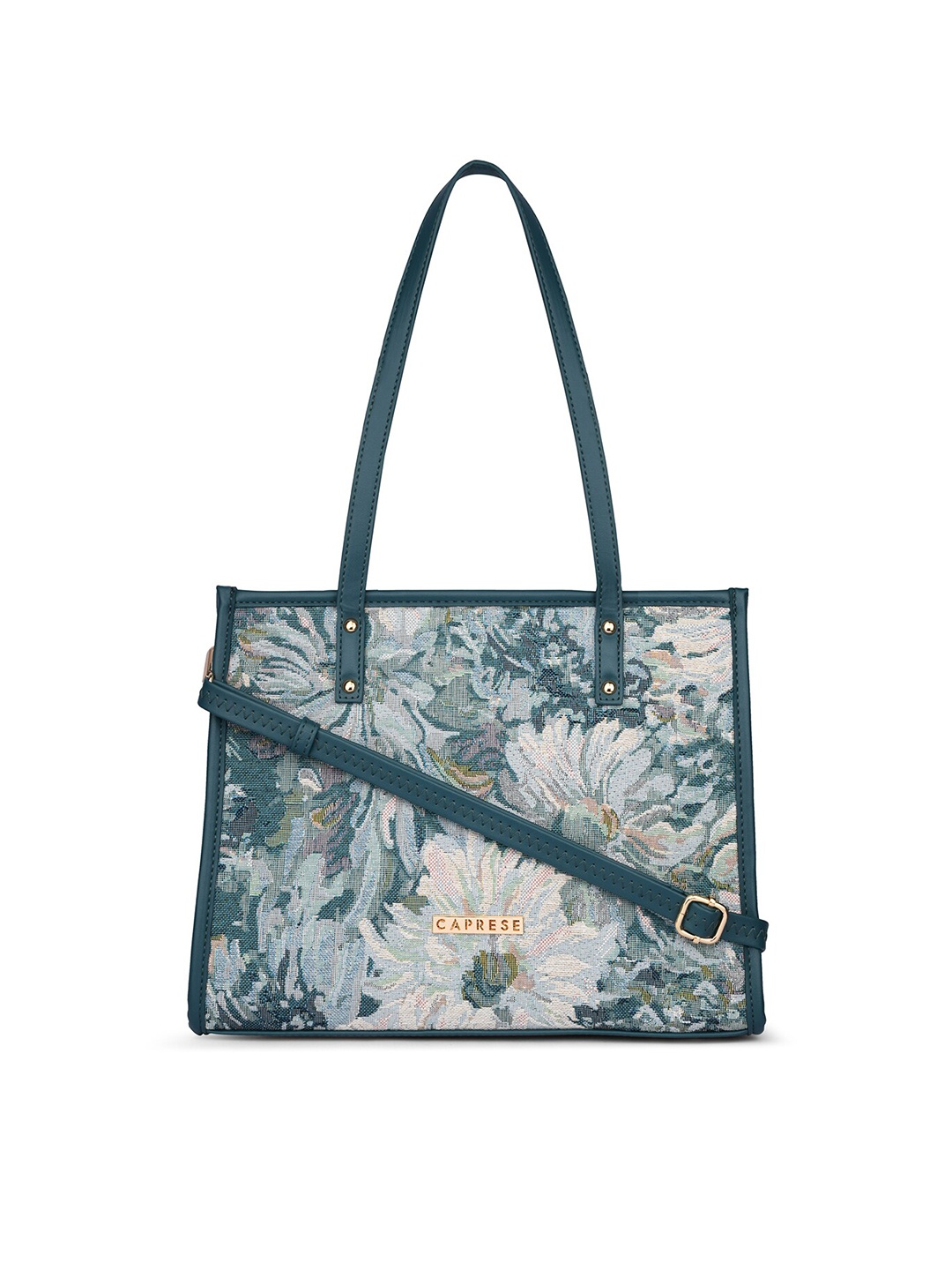 

Caprese Women Floral Printed Tote Bag, Teal