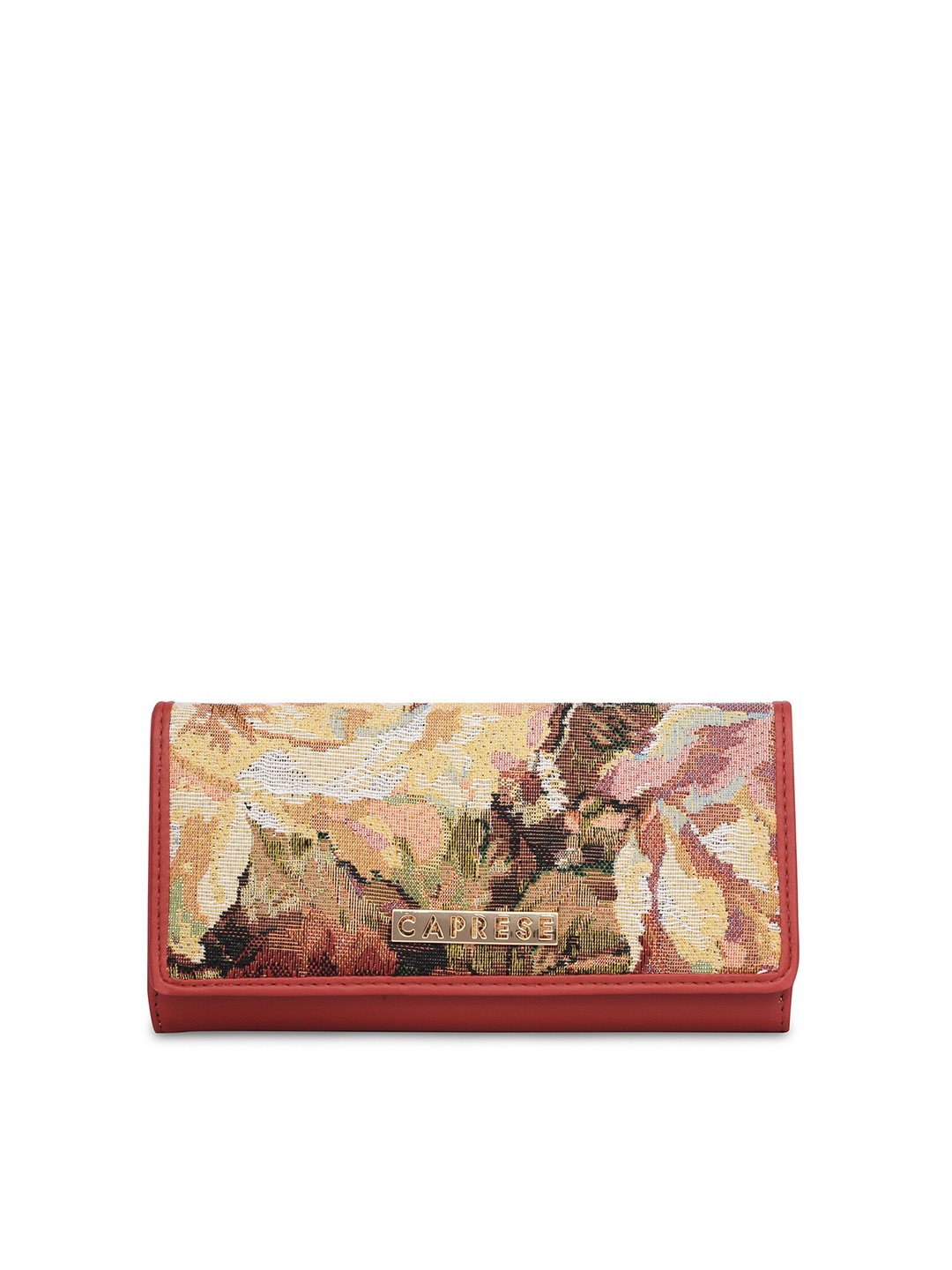 

Caprese Women Abstract Printed Leather Envelope, Red