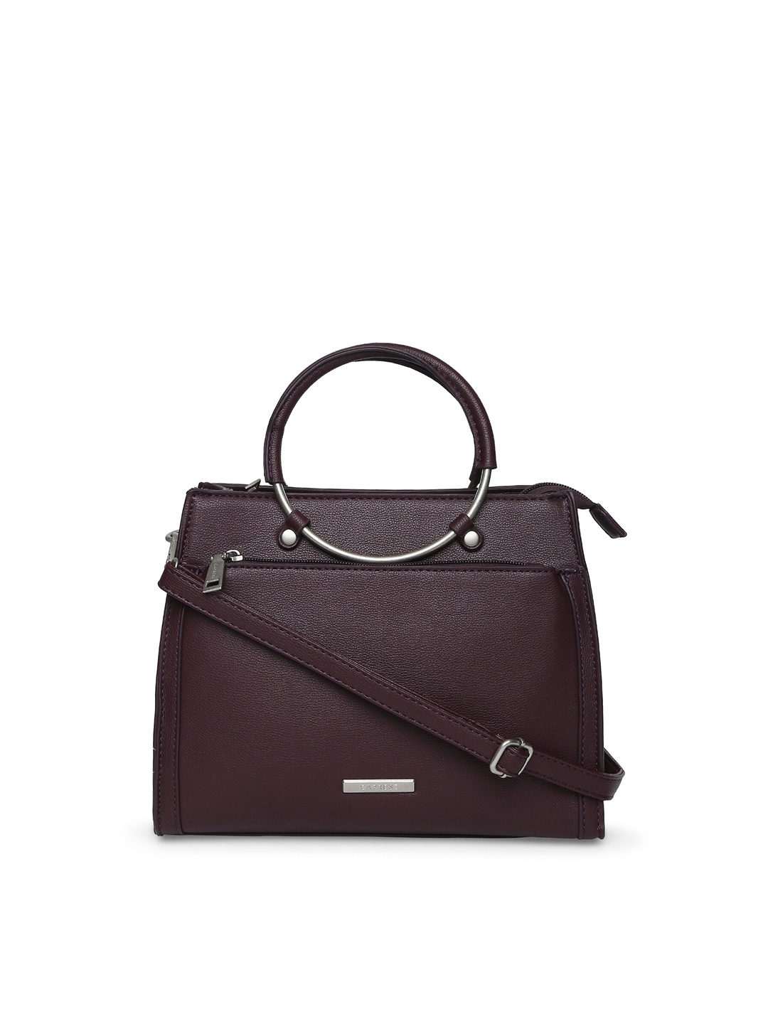 

Caprese Structured Leather Handheld Bag With A Detachable Sling Strap, Burgundy