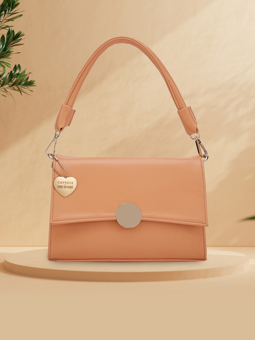 

Caprese Structured Leather Handheld Bag, Coral