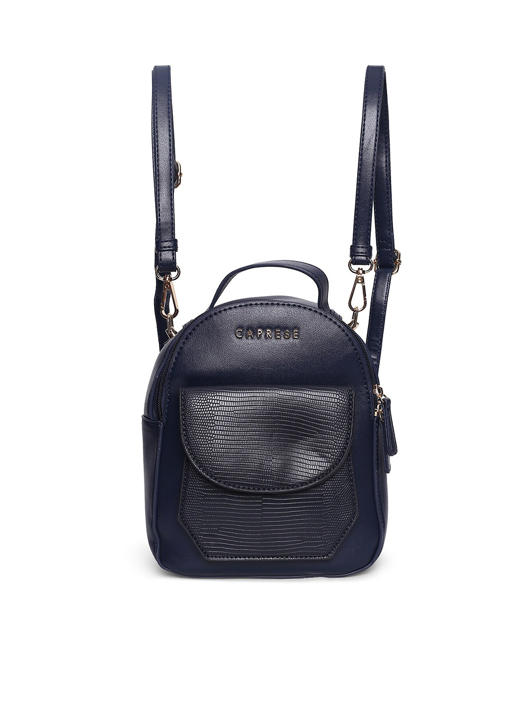 

Caprese Women Textured Small Backpack, Navy blue
