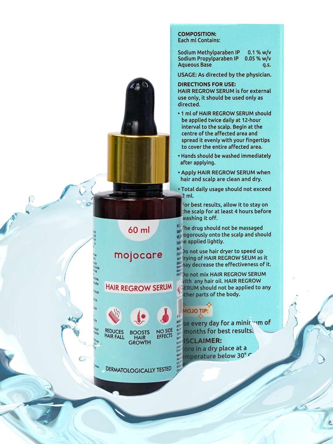 

Mojocare Minoxidil 2% Tropical Solution Hair Regrow Serum - 60 ml, Blue