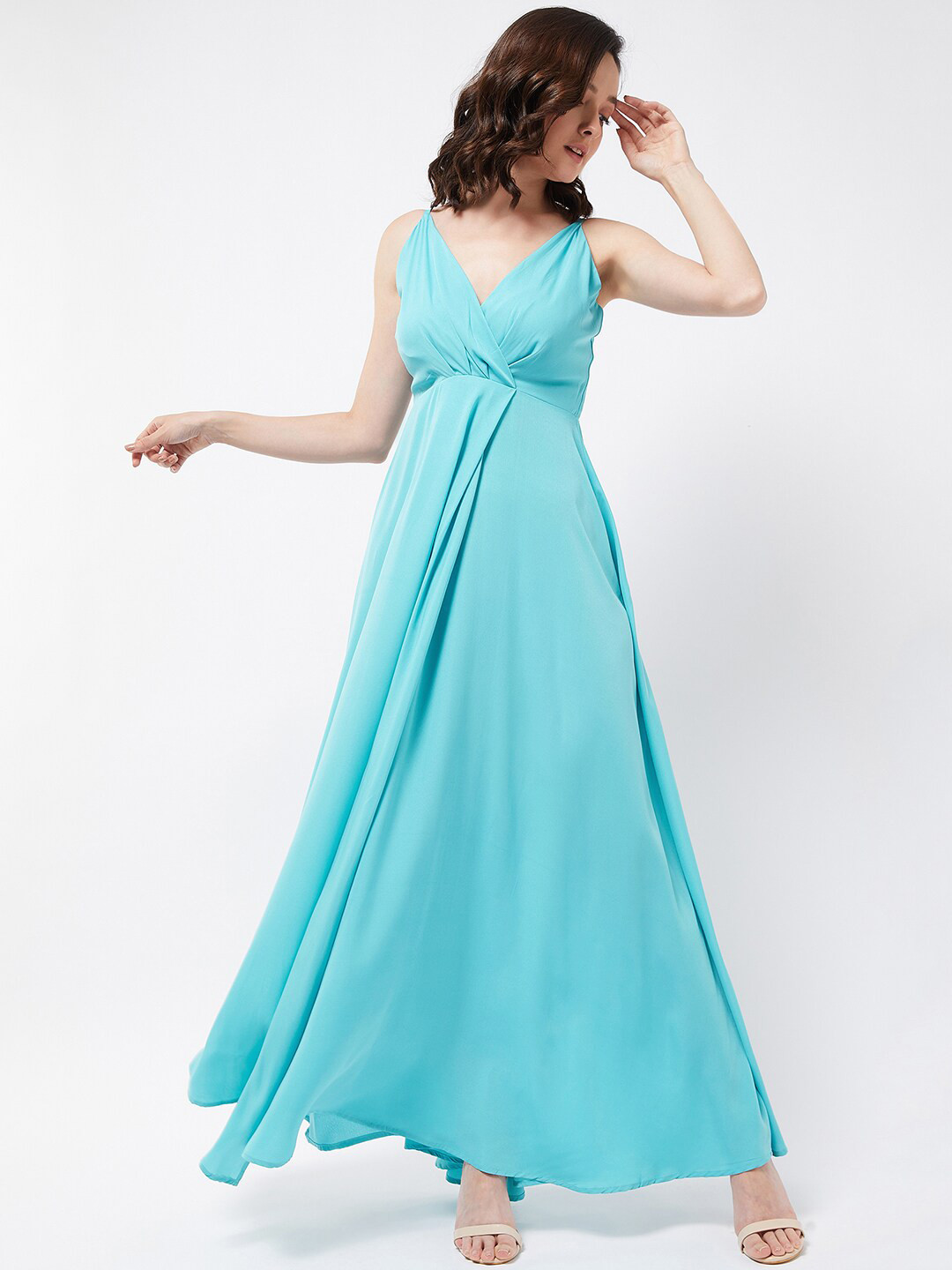 

COLOR CAPITAL V-Neck Fit & Flare Maxi Dress, Blue