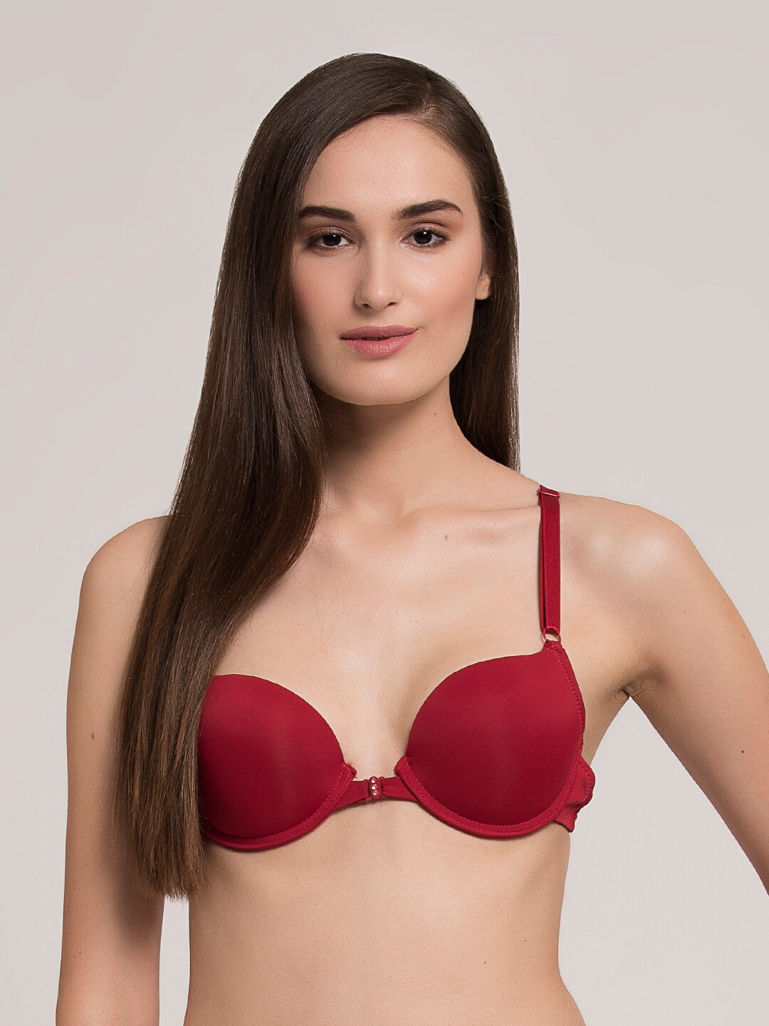 

MAKCLAN Plunge Bra - Medium Coverage Underwired Lightly Padded, Red