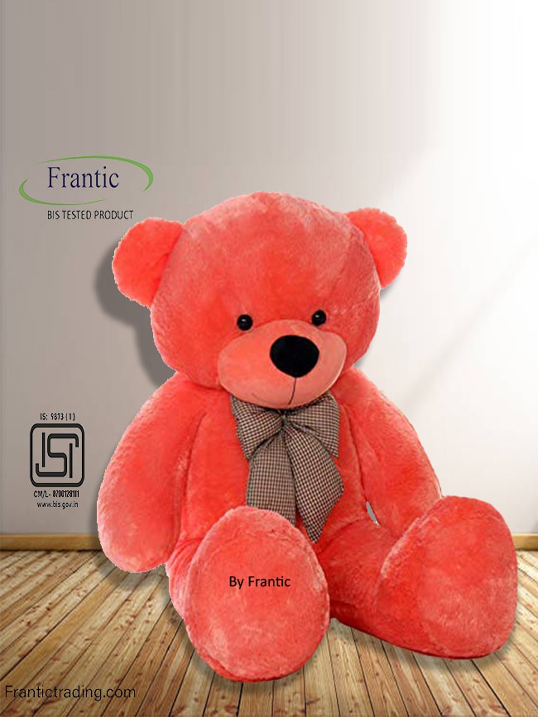 

Frantic Stuffed Huggable Non-Toxic Teddy Bear, Coral