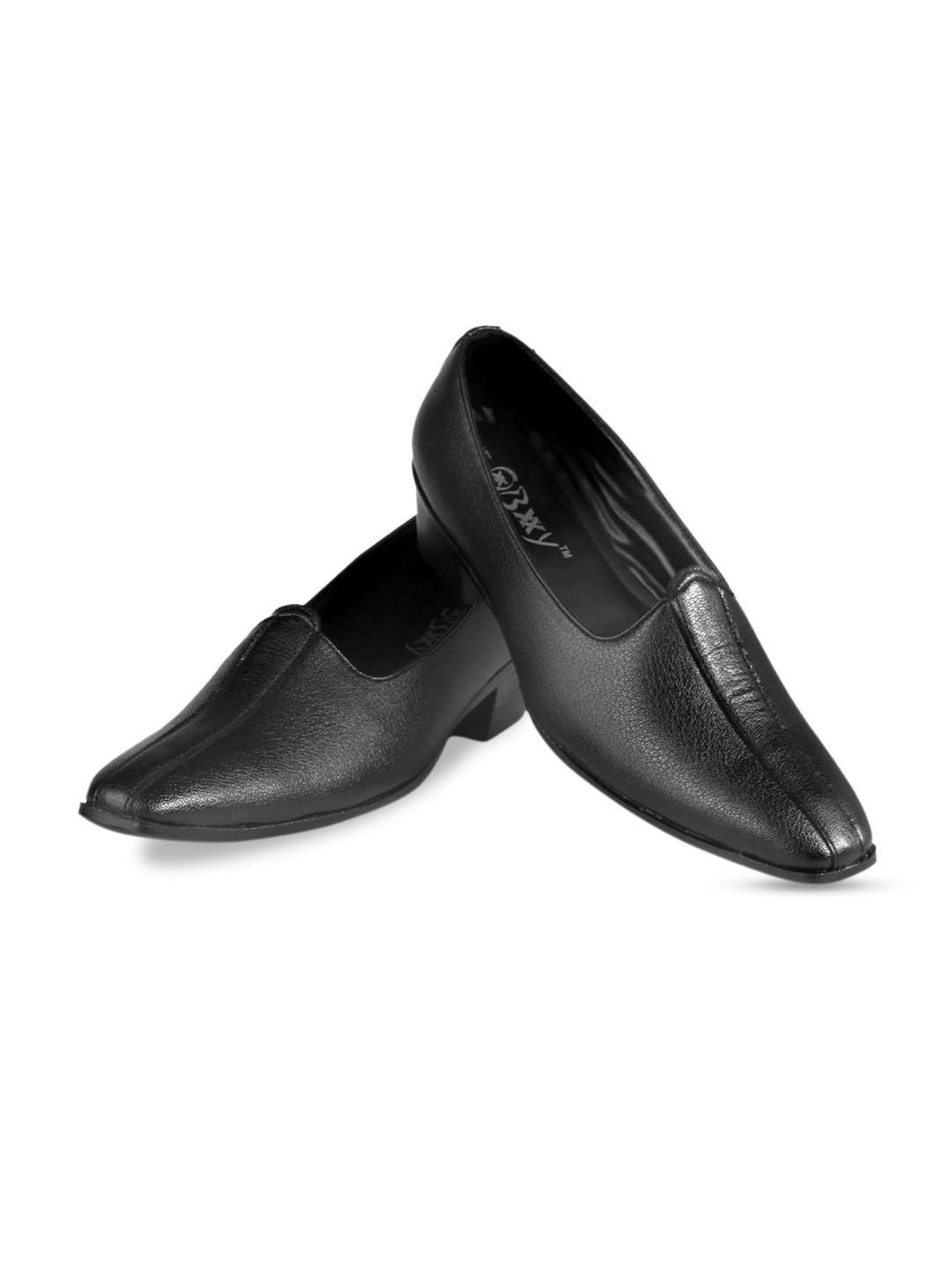 

Bxxy Men Textured Elevator Heeled Mojaris, Black