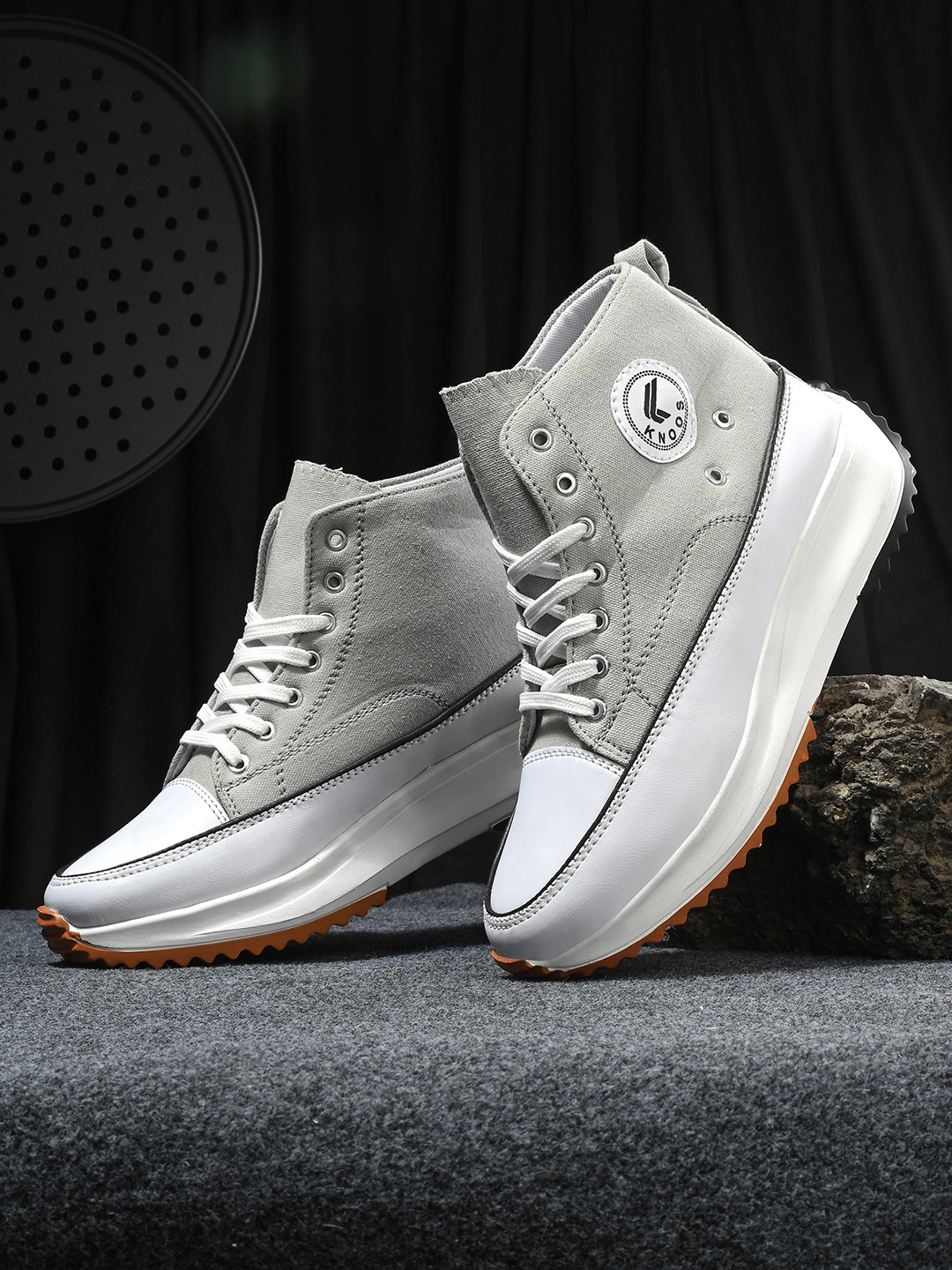 

knoos Men High-Top Lightweight Sneakers, Grey