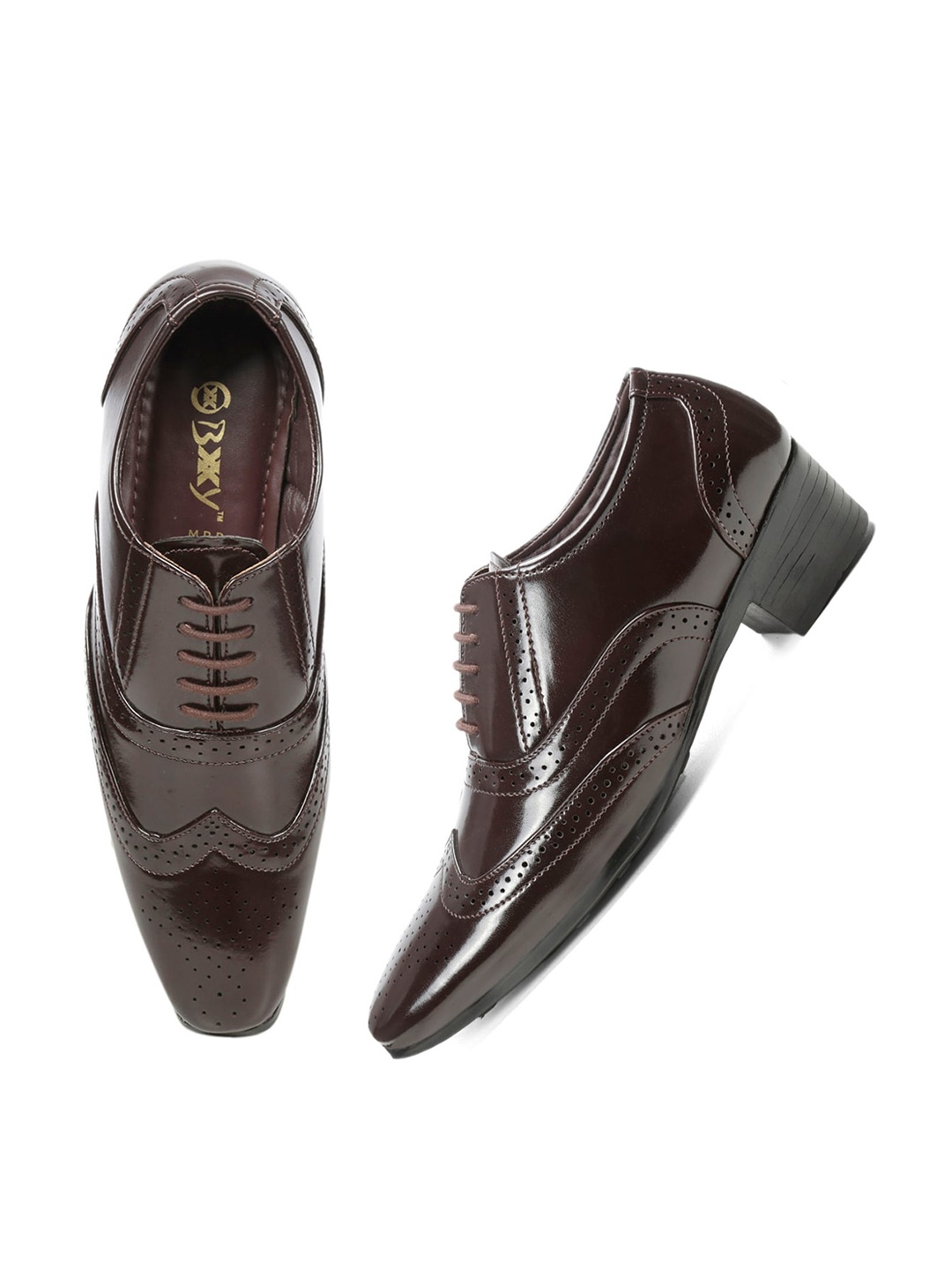 

Bxxy Men Perforated Heeled Elevator Formal Brogues, Brown