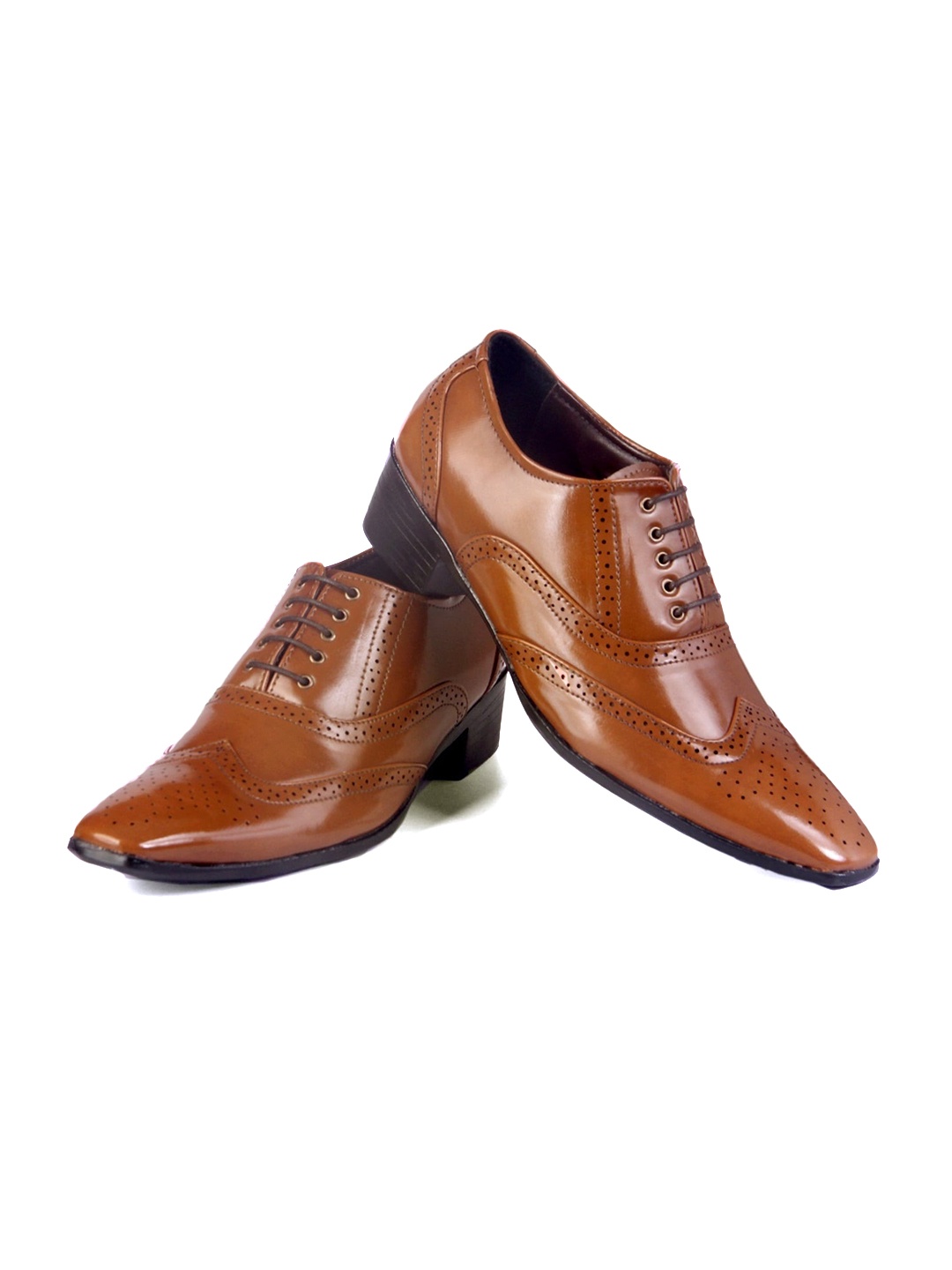 

Bxxy Men Perforated Heeled Elevator Formal Brogues, Tan