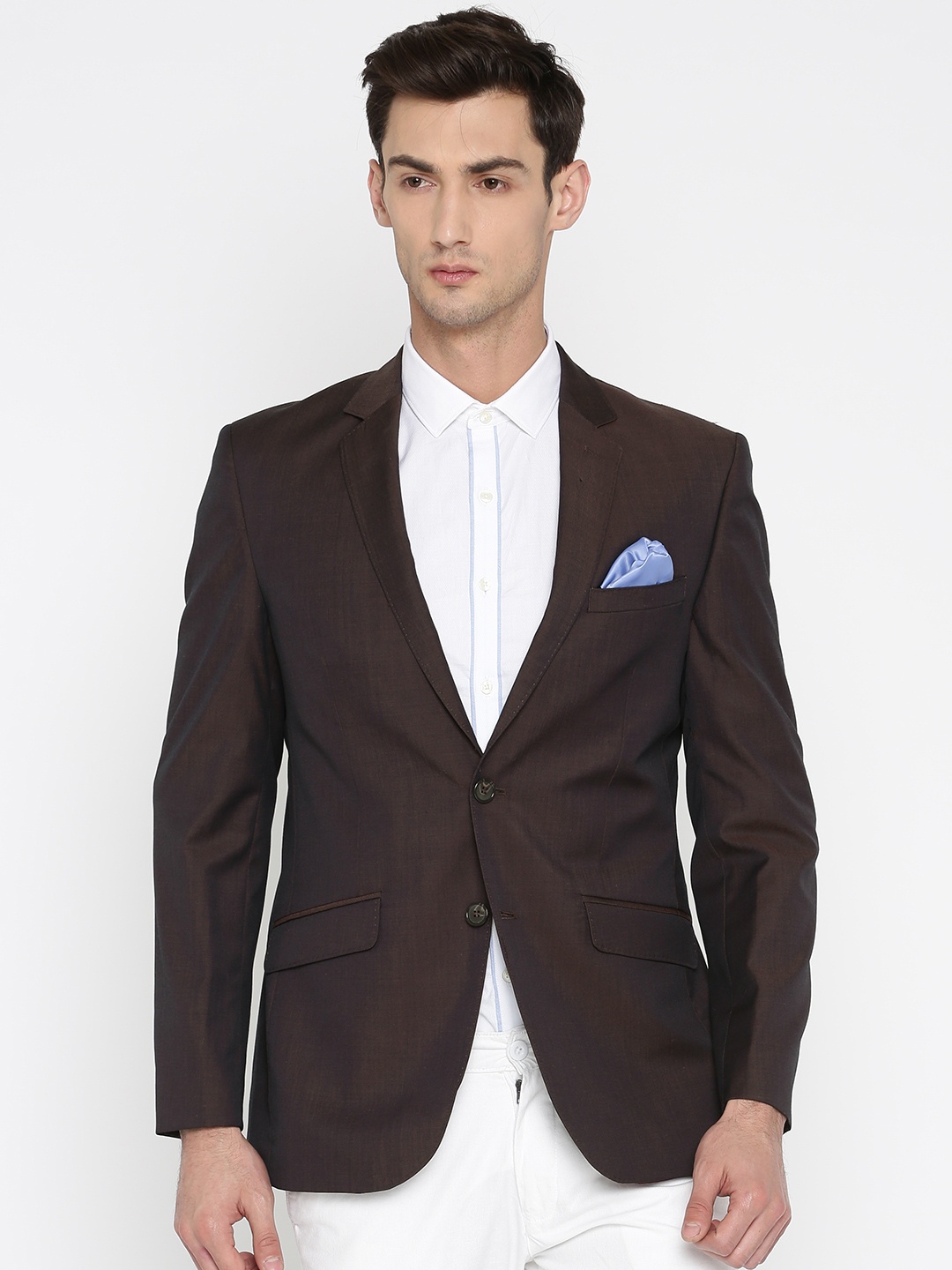 

Park Avenue Maroon Slim Fit Single-Breasted Formal Blazer