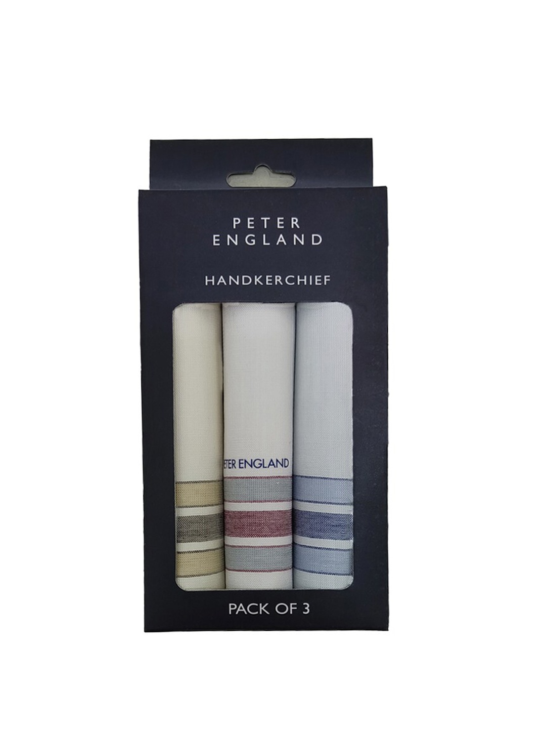 

Peter England Men Pack Of 3 Striped Cotton Handkerchief, Blue