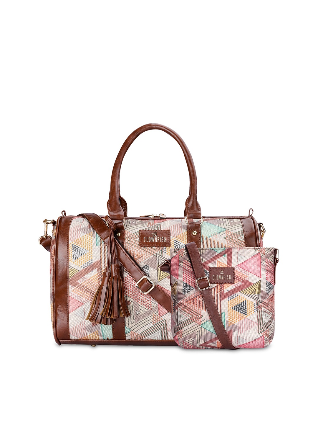 

THE CLOWNFISH Lorna & Aahna Women Printed Crossbody Bag & Handbag With Tasselled, Pink