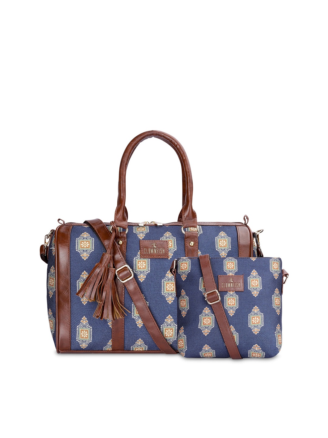 

THE CLOWNFISH Lorna & Aahna Set Of 2 Printed Leather Water Proof Handheld & Sling Bag, Blue