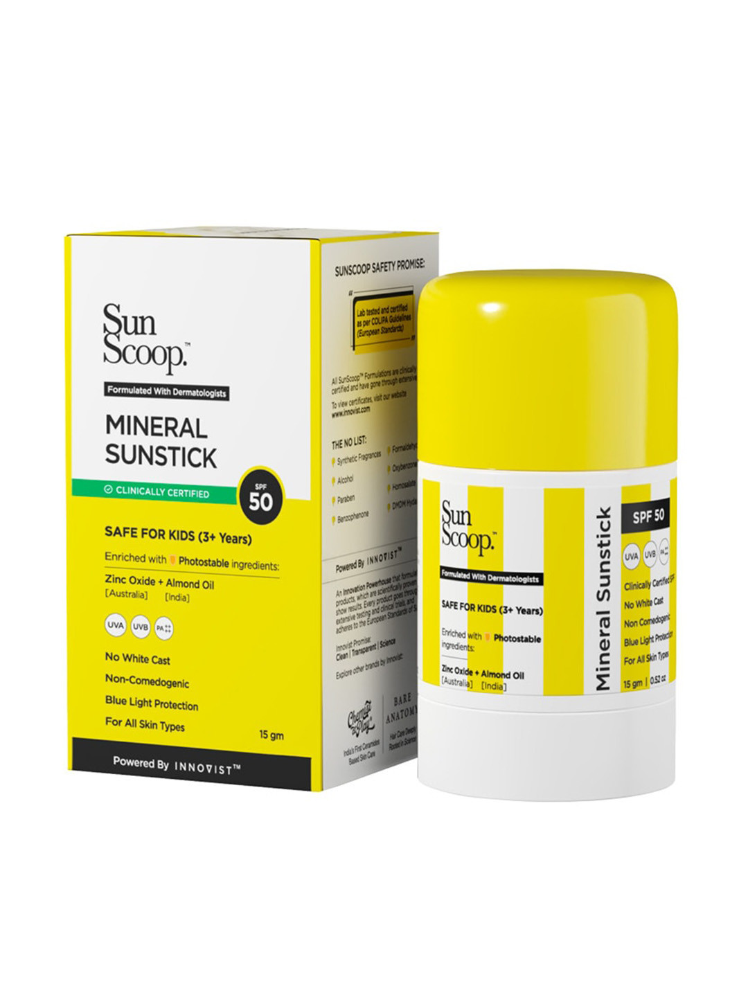 

SunScoop Mineral Sunstick With No White Cast SPF 50 - 15gm, Transparent