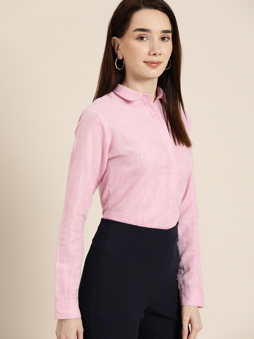 

Hancock Premium Spread Collar Linen Cotton Slim Fit Formal Shirt, Pink