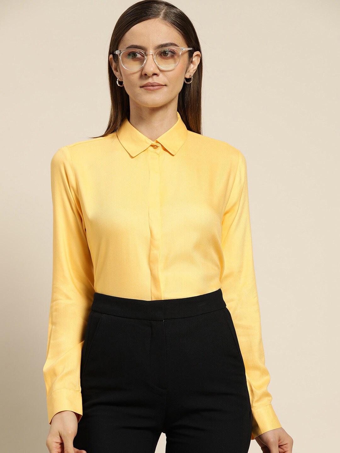 

Hancock Spread Collar Viscose Rayon Regular Fit Formal Shirt, Yellow