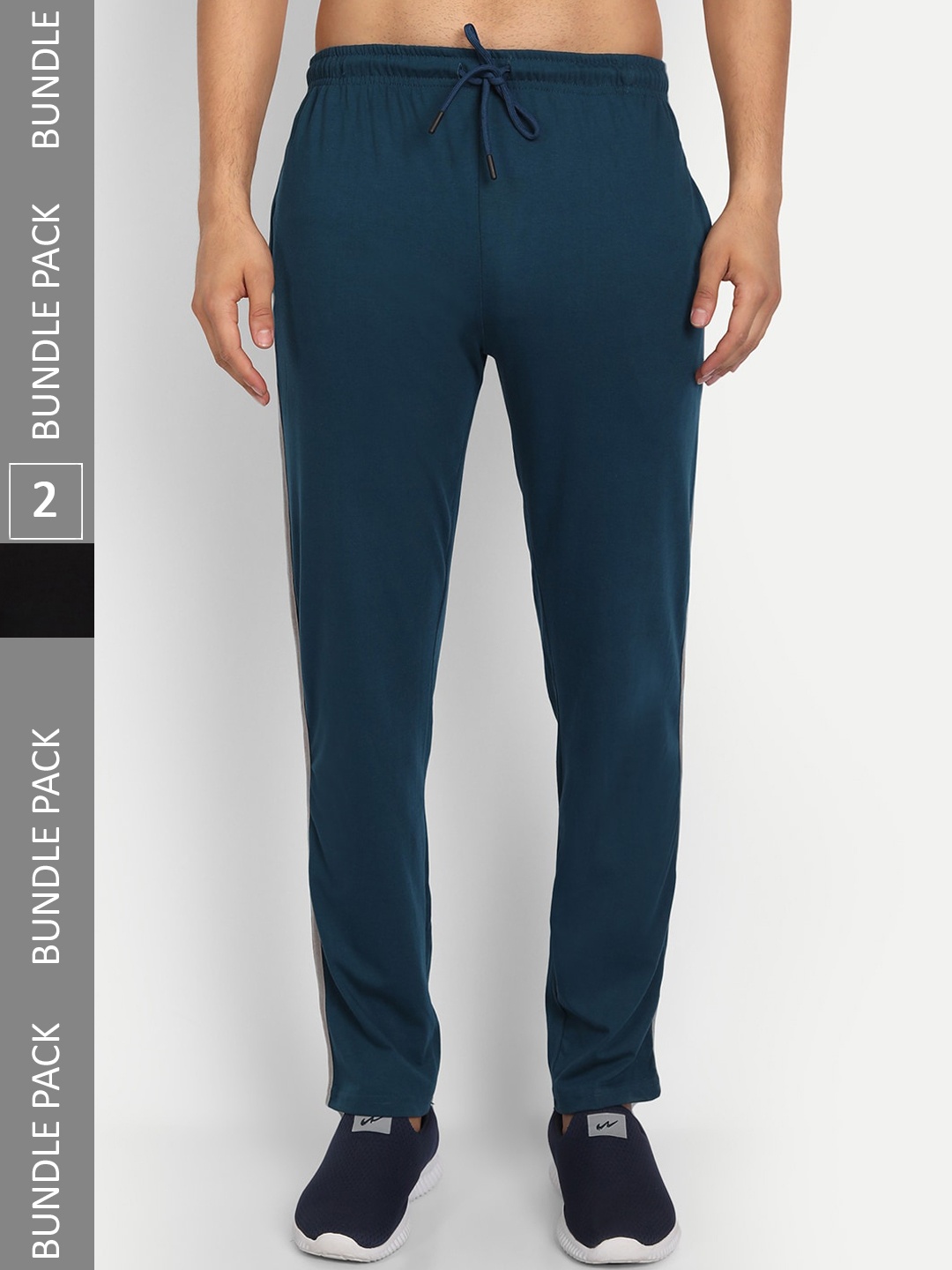 

T.T. Men Pack Of 2 Cotton Track Pants, Blue