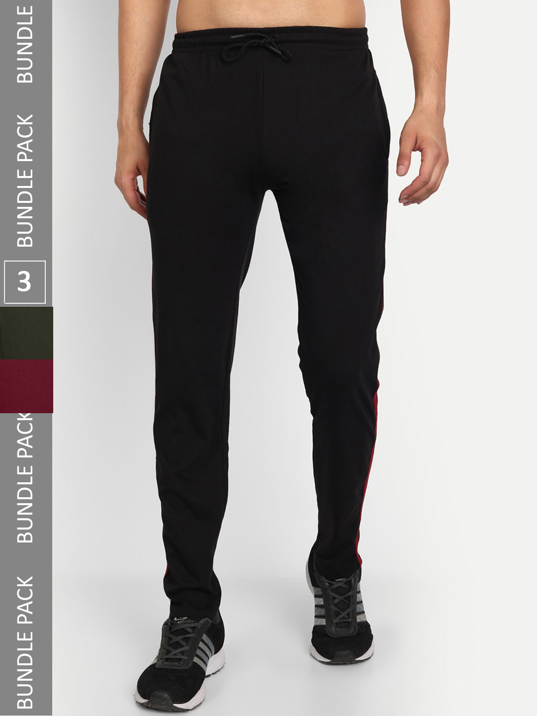 

T.T. Men Pack Of 3 Cotton Track Pants, Black