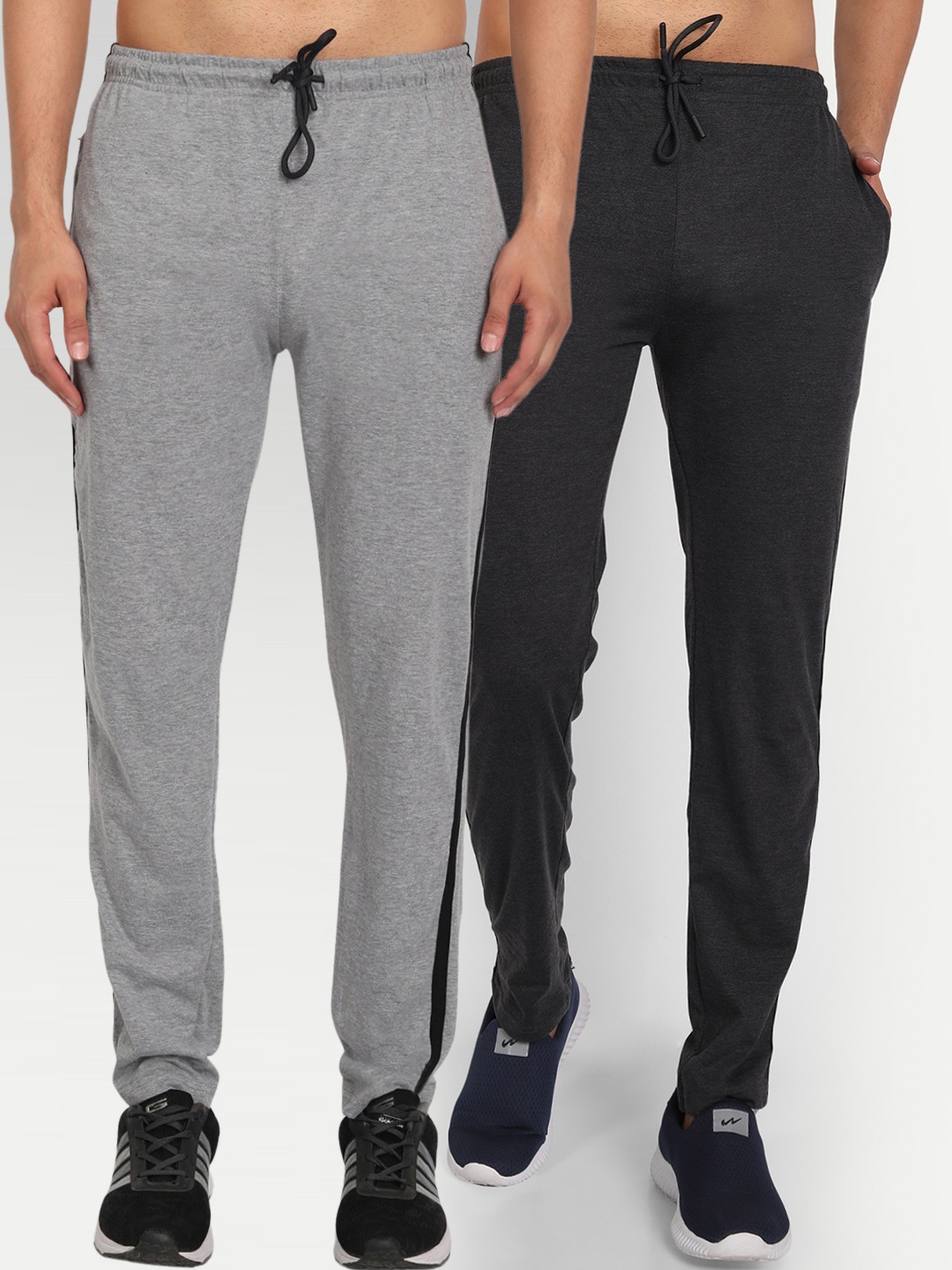 

T.T. Men Pack Of 2 Cotton Training & Gym Track Pants, Grey
