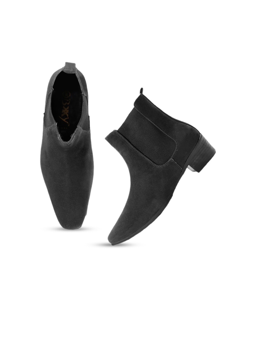 

Bxxy Men Mid Top Block-Heel Elevator Chelsea Boots, Black