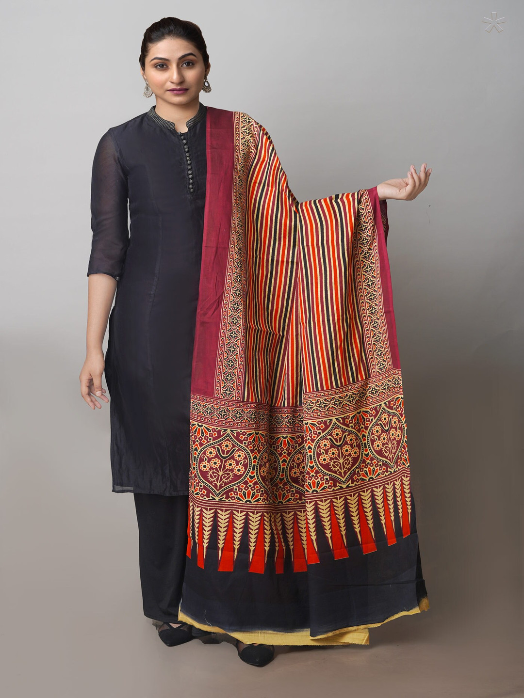 

Unnati Silks Printed Pure Cotton Dupatta, Red