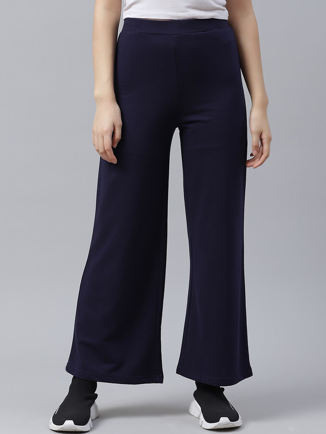 

Laabha Women Mid Rise Bootcut Trousers, Navy blue