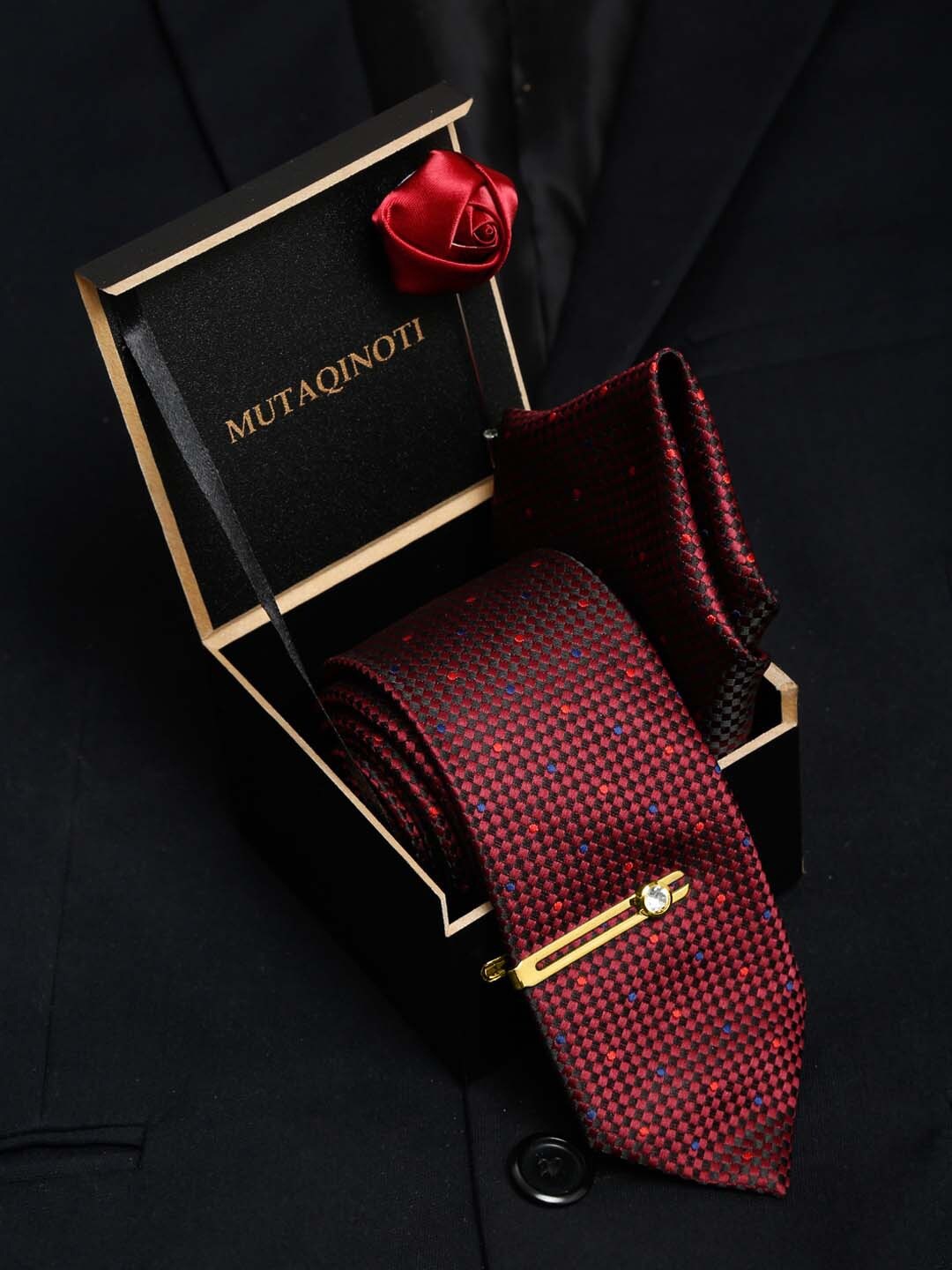 

MUTAQINOTI Men Accessory Gift Set, Maroon
