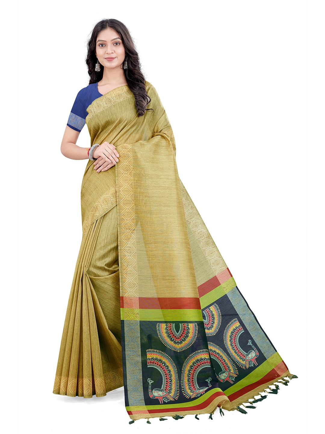 

Mitera Ethnic Printed Bhagalpuri Saree, Beige