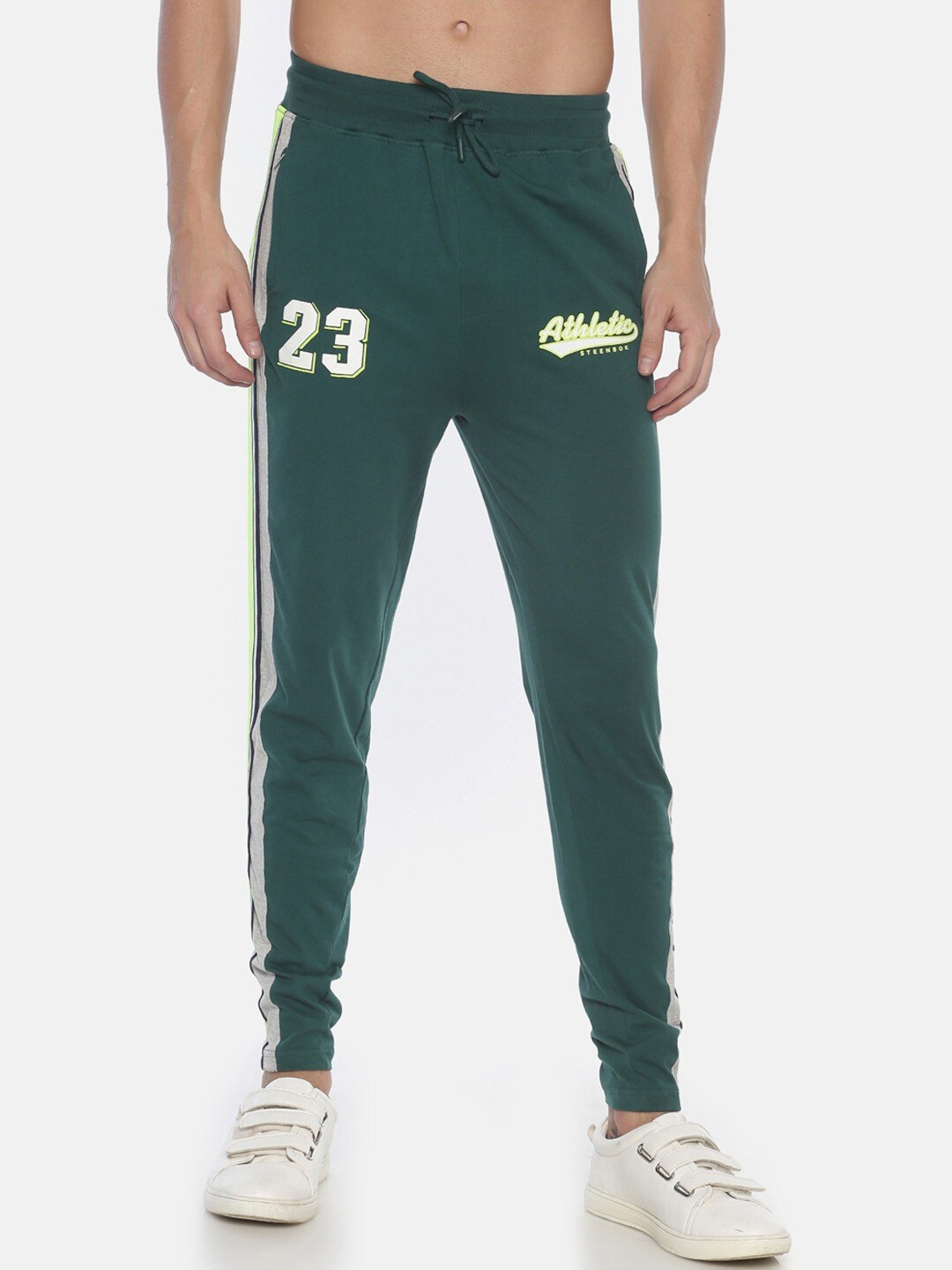 

Steenbok Men Typography Printed Straight Fit Cotton Track Pants, Green