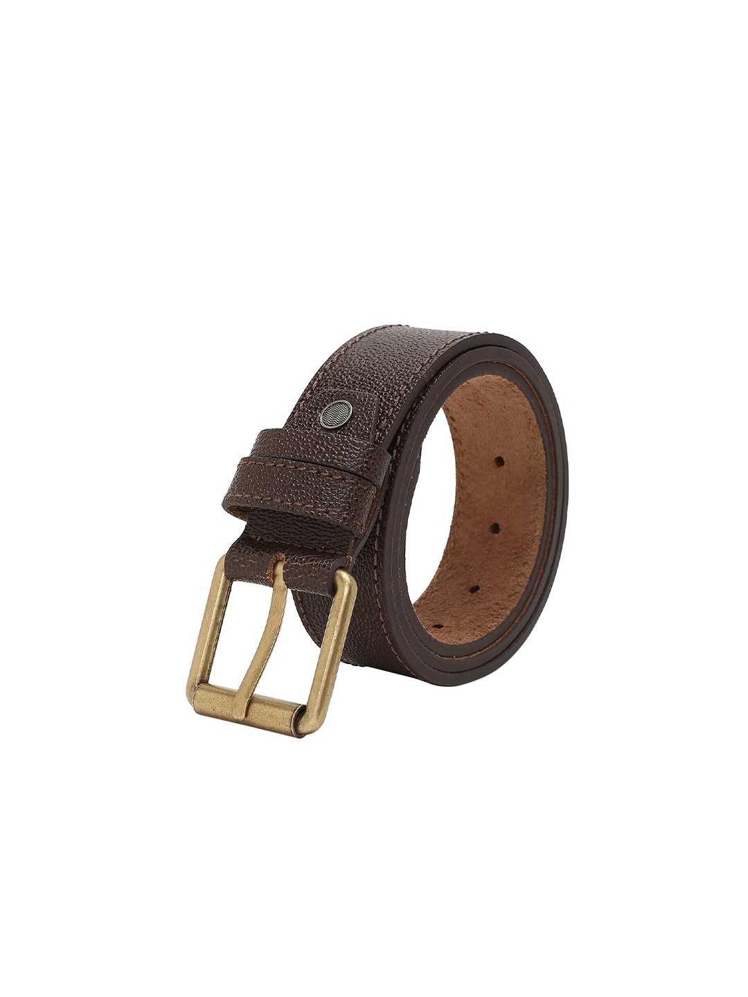 

CRUSSET Men Textured Leather Belt, Brown