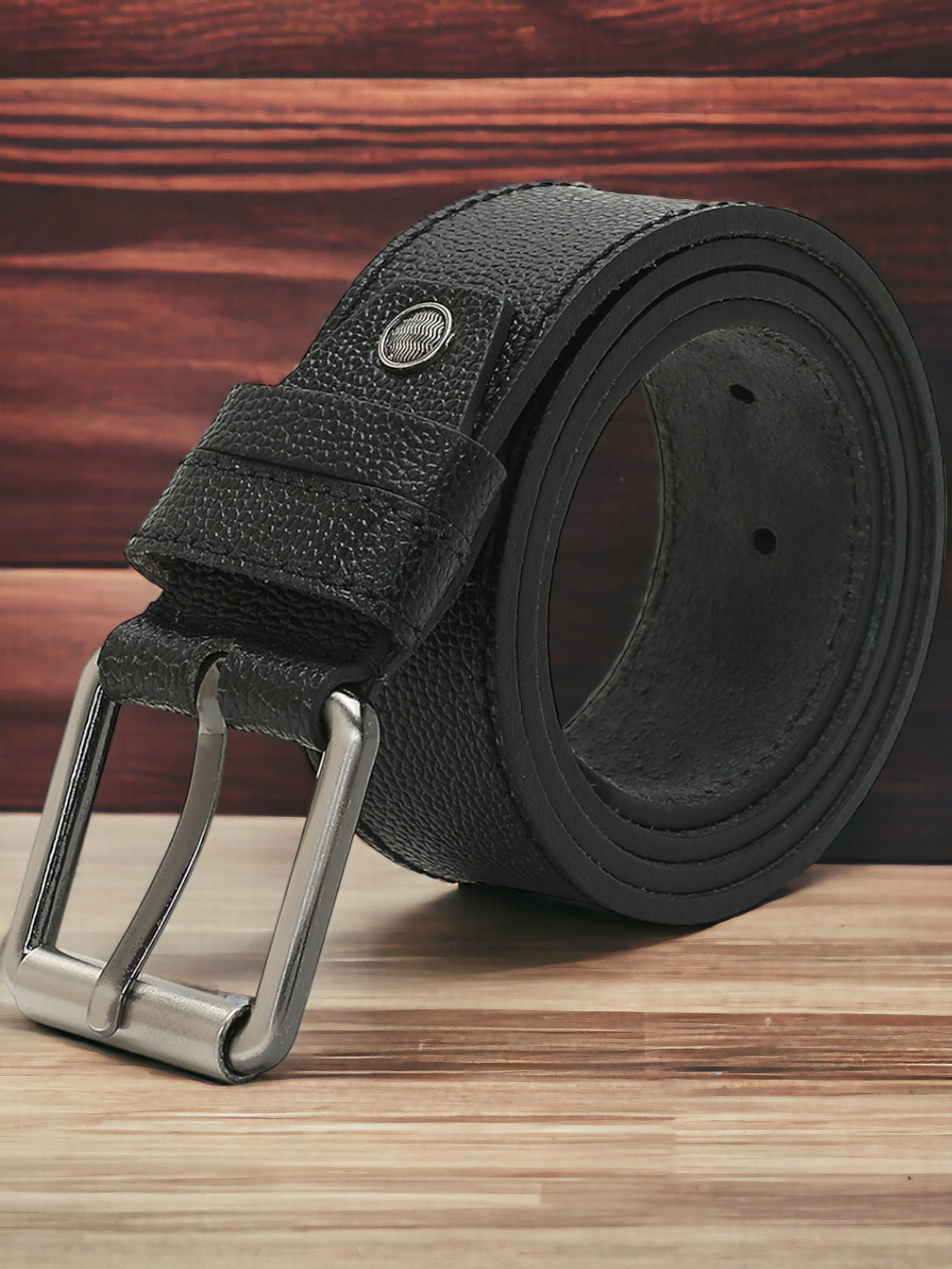 

CRUSSET Men Textured Leather Belt, Black