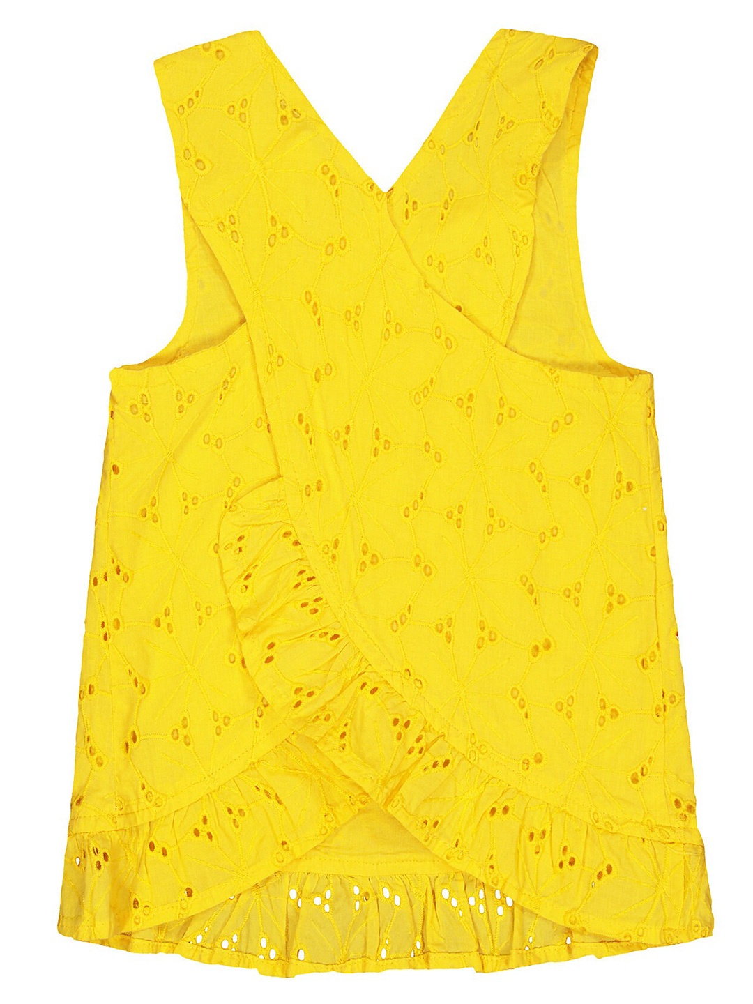 

mothercare Self Design V-Neck Sleeveless Wrap Cotton Top, Yellow