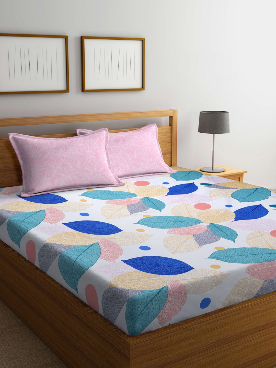 

Arrabi Cotton Blend Super King Size Fitted Bedsheet with 2 Pillow Covers, White