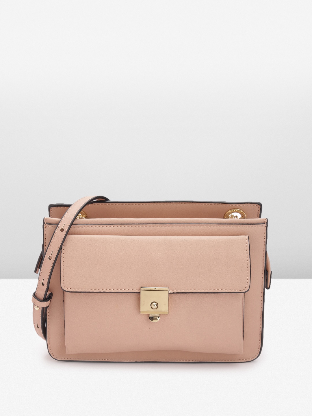 

MANGO Women Structured Handheld Bag, Peach