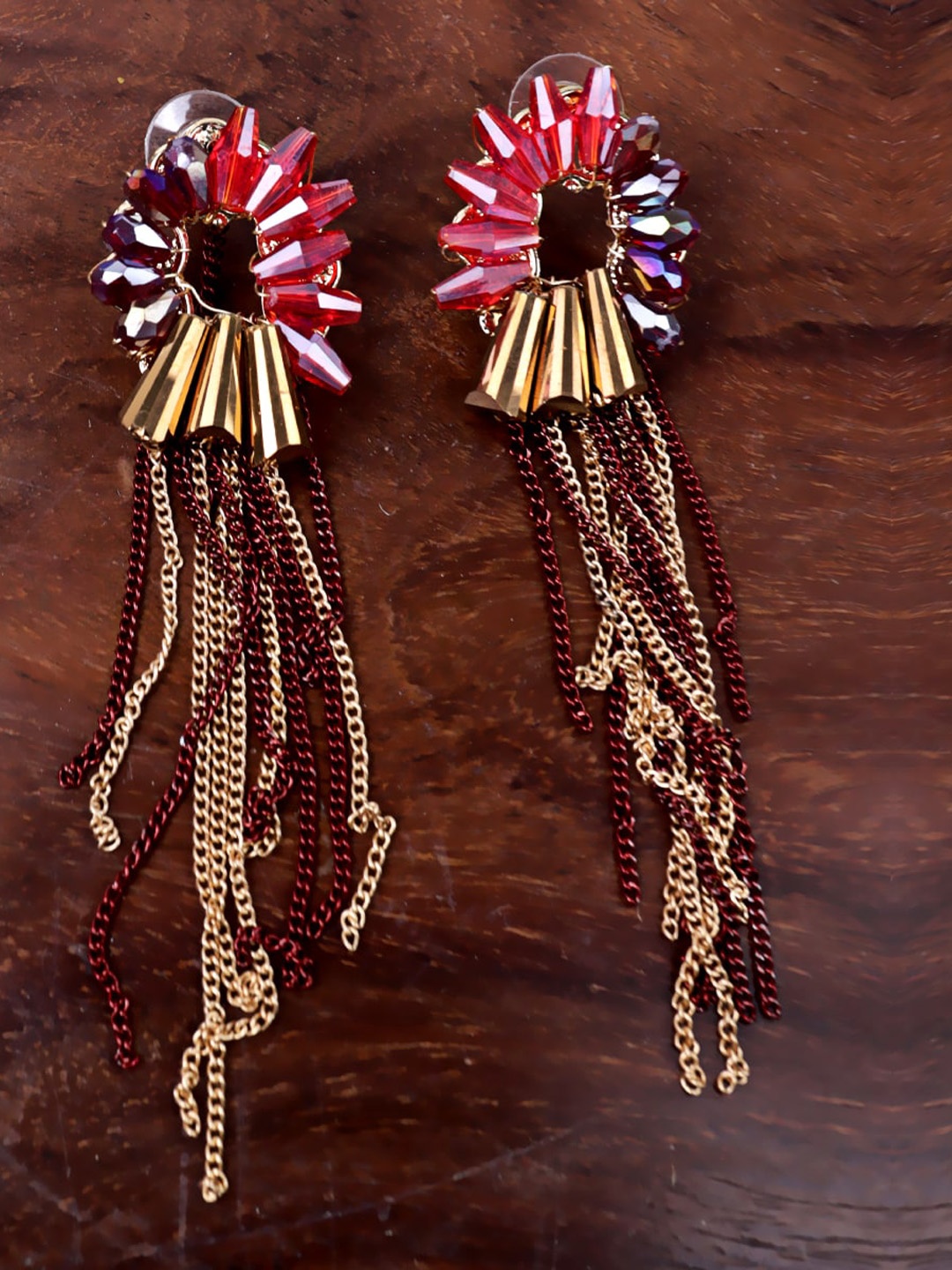 

Krelin Gold-Plated Contemporary Tasselled Drop Earrings